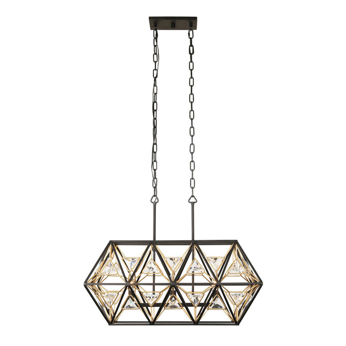 Varaluz 353N03MBFG Three Light Linear Pendant, Matte Black/French Gold