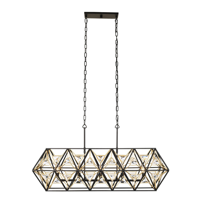 Varaluz 353N05MBFG Five Light Linear Pendant, Matte Black/French Gold