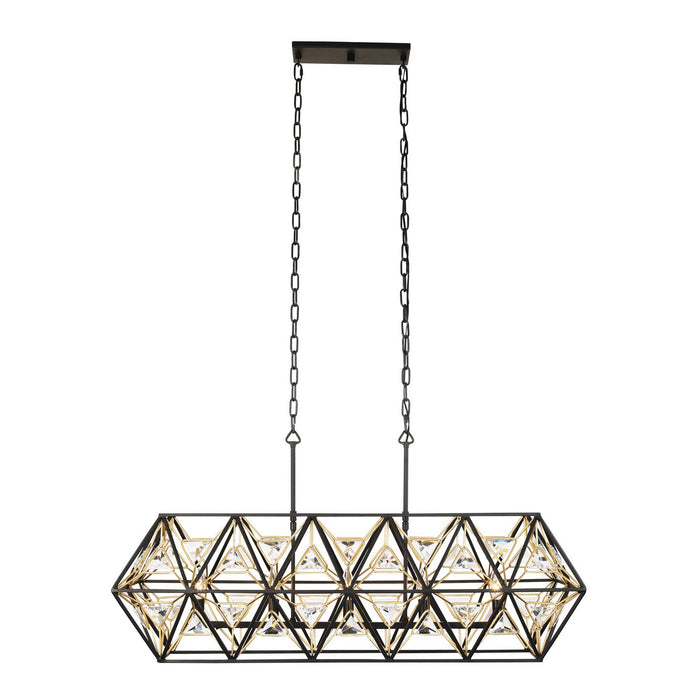 Varaluz 353N05MBFG Five Light Linear Pendant, Matte Black/French Gold