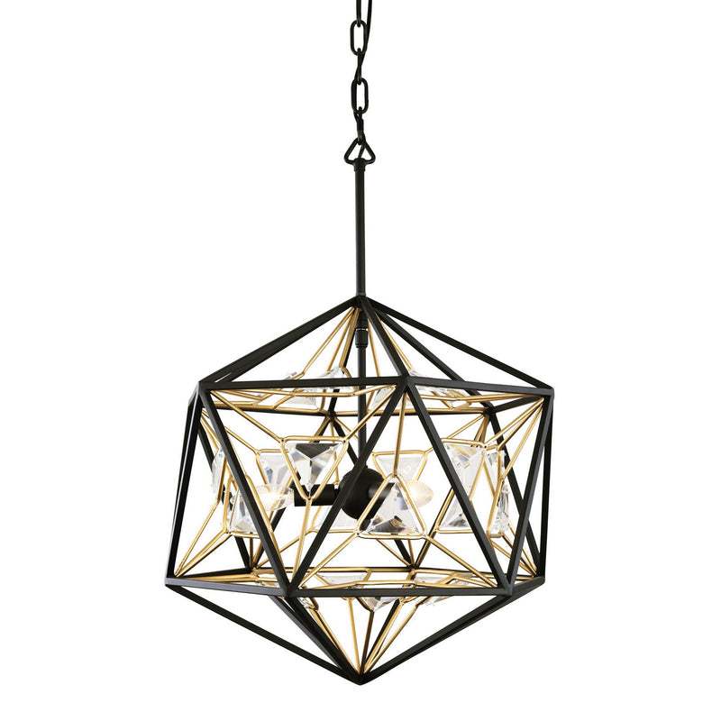 Varaluz 353P03MBFG Three Light Pendant, Matte Black/French Gold