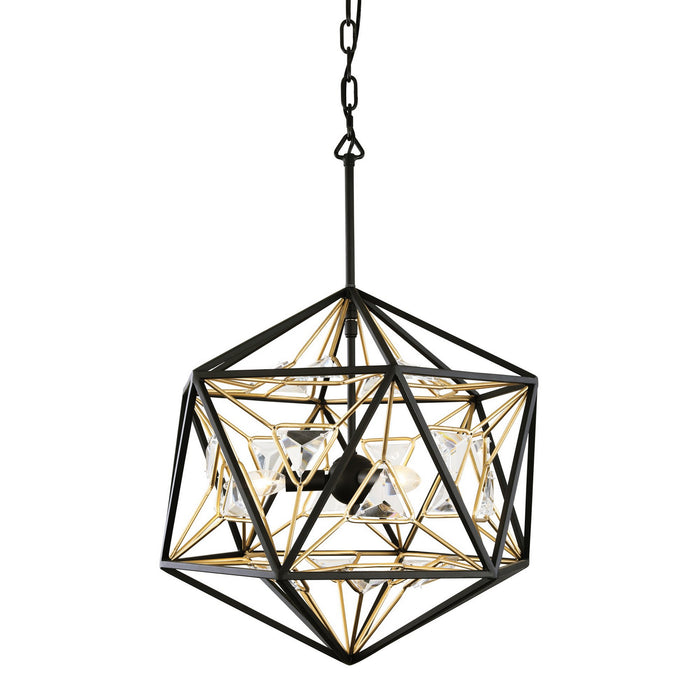 Varaluz 353P03MBFG Three Light Pendant, Matte Black/French Gold