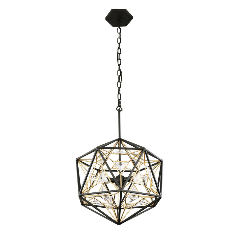 Varaluz 353P03MBFG Three Light Pendant, Matte Black/French Gold