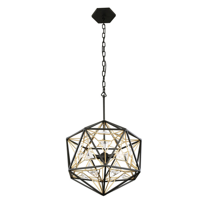 Varaluz 353P03MBFG Three Light Pendant, Matte Black/French Gold