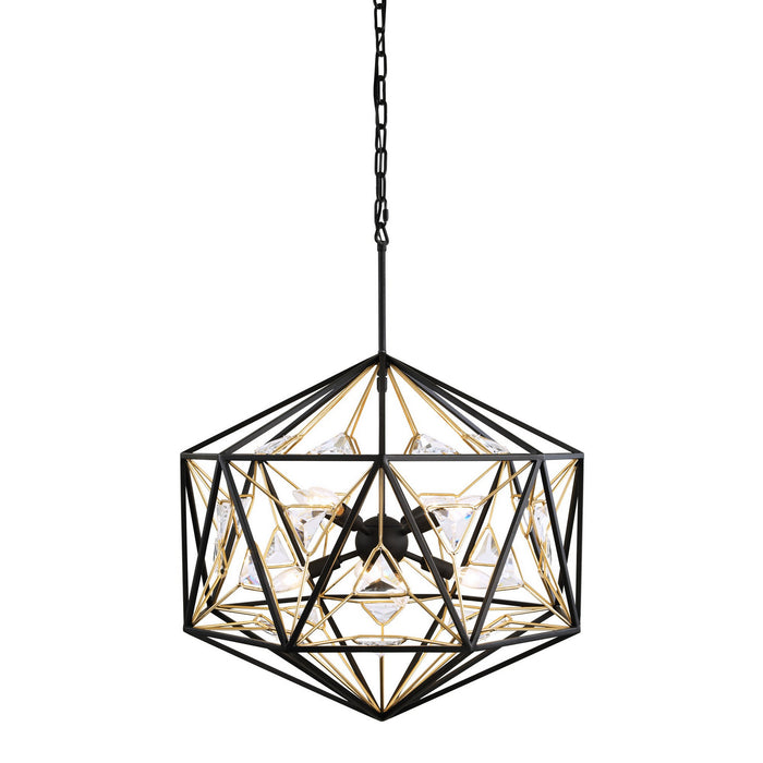 Varaluz 353P08MBFG Eight Light Pendant, Matte Black/French Gold