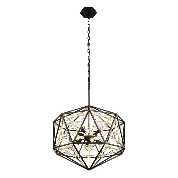 Varaluz 353P08MBFG Eight Light Pendant, Matte Black/French Gold