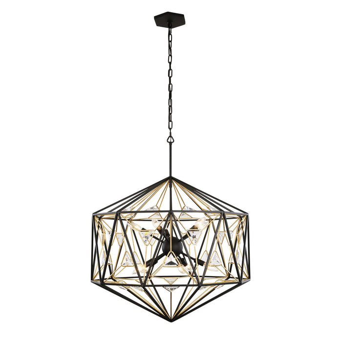 Varaluz 353P10MBFG Ten Light Pendant, Matte Black/French Gold