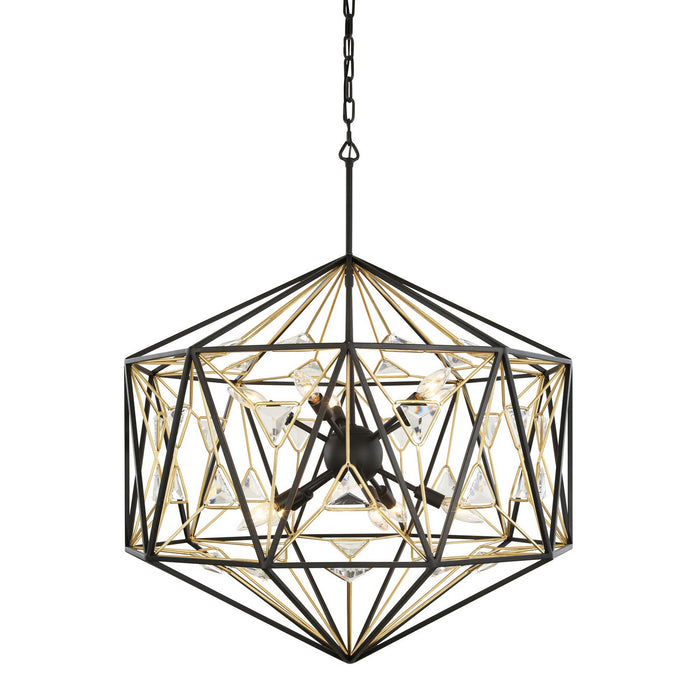 Varaluz 353P10MBFG Ten Light Pendant, Matte Black/French Gold