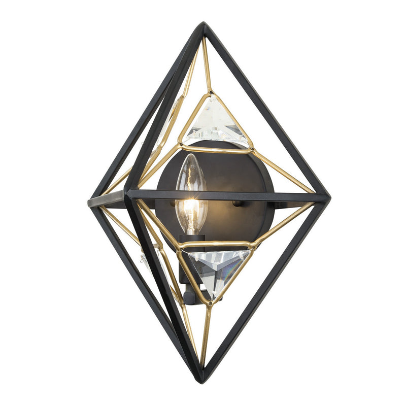 Varaluz 353W01MBFG One Light Wall Sconce, Matte Black/French Gold