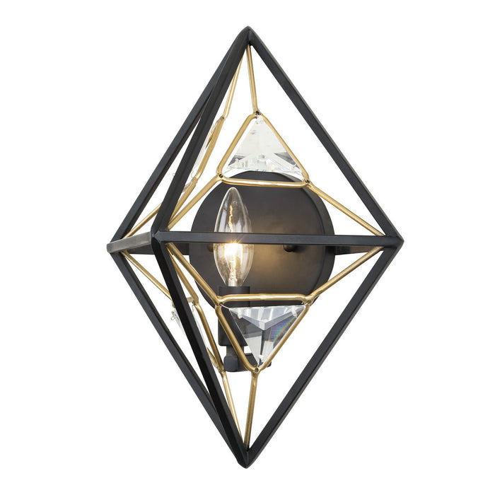 Varaluz 353W01MBFG One Light Wall Sconce, Matte Black/French Gold
