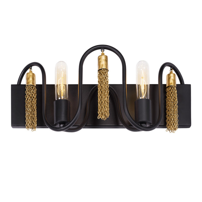 Varaluz 354B02MBAG Two Light Bath, Matte Black/Antique Gold