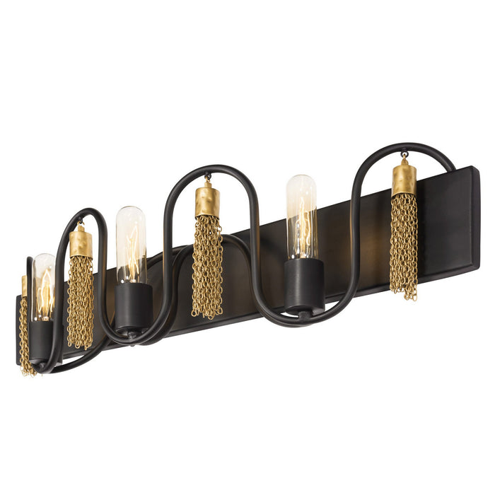 Varaluz 354B03MBAG Three Light Bath, Matte Black/Antique Gold