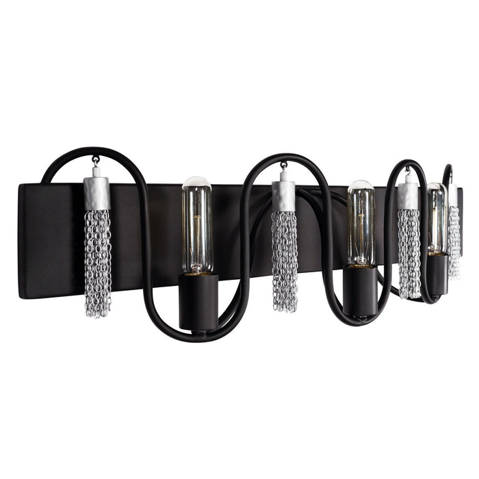Varaluz 354B03MBCH Three Light Bath, Matte Black/Painted Chrome