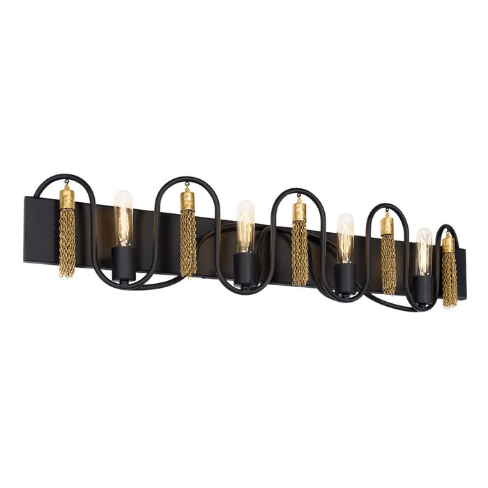 Varaluz 354B04MBAG Four Light Bath, Matte Black/Antique Gold