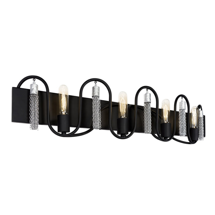 Varaluz 354B04MBCH Four Light Bath, Matte Black/Painted Chrome