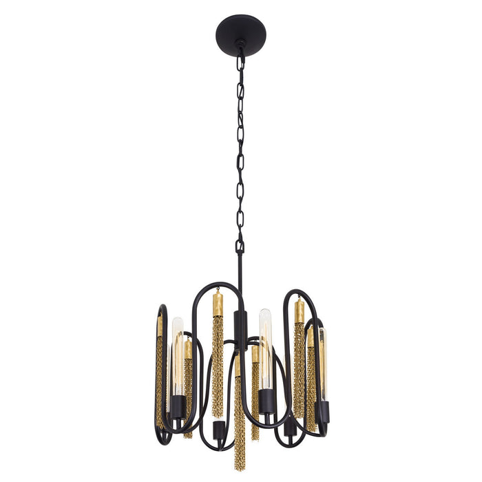 Varaluz 354P06MBAG Six Light Pendant, Matte Black/Antique Gold