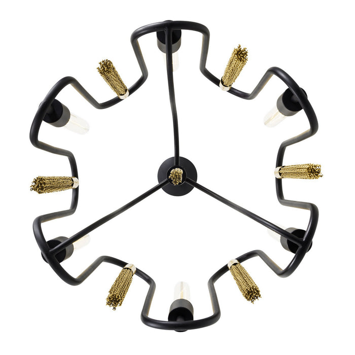 Varaluz 354P06MBAG Six Light Pendant, Matte Black/Antique Gold