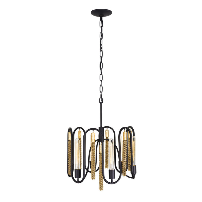 Varaluz 354P06MBAG Six Light Pendant, Matte Black/Antique Gold