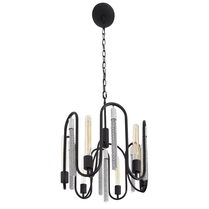 Varaluz 354P06MBCH Six Light Pendant, Matte Black/Painted Chrome