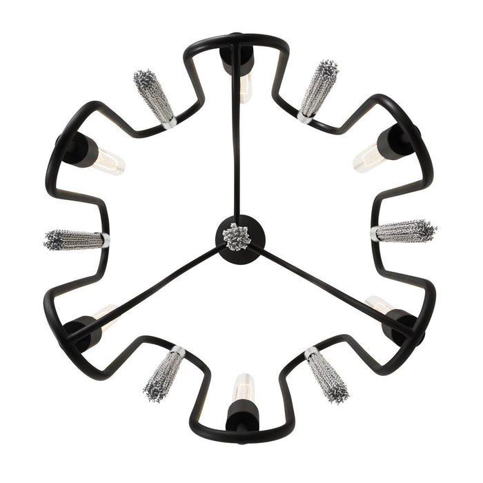 Varaluz 354P06MBCH Six Light Pendant, Matte Black/Painted Chrome