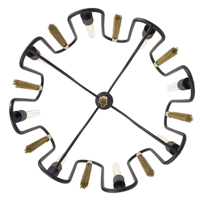 Varaluz 354P08MBAG Eight Light Pendant, Matte Black/Antique Gold