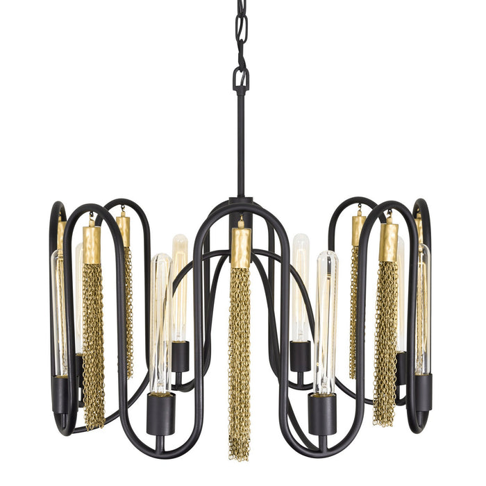 Varaluz 354P08MBAG Eight Light Pendant, Matte Black/Antique Gold