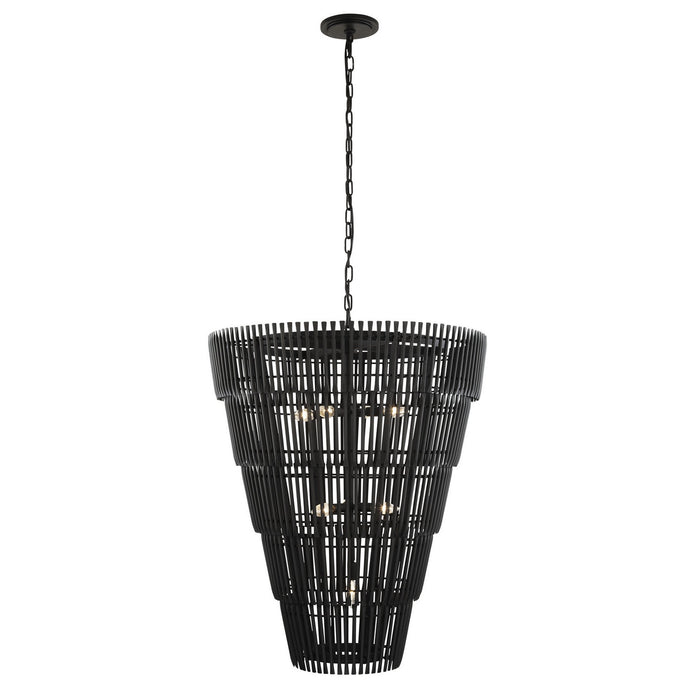 Varaluz 355P08CB Eight Light Pendant, Carbon Black