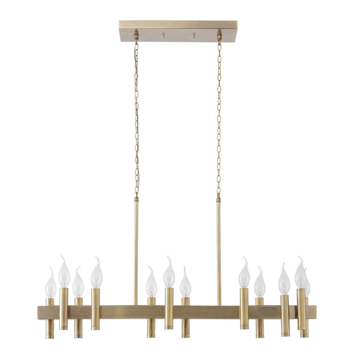 Varaluz 357N12BB 12 Light Linear Pendant, Antique Brass