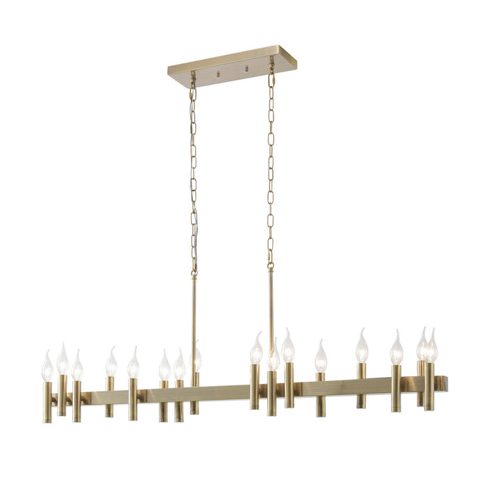Varaluz 357N16BB 16 Light Linear Pendant, Antique Brass