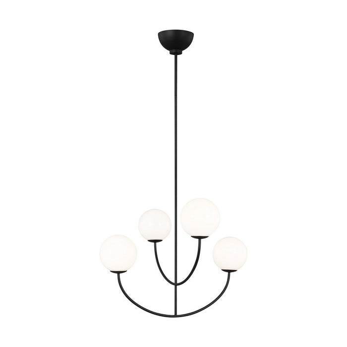 Visual Comfort Studio AEC1054MBK Four Light Chandelier, Midnight Black