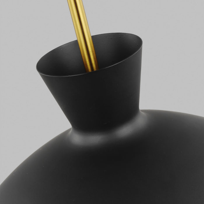 Visual Comfort Studio AEP1031BBSMBK One Light Pendant, Midnight Black and Burnished Brass