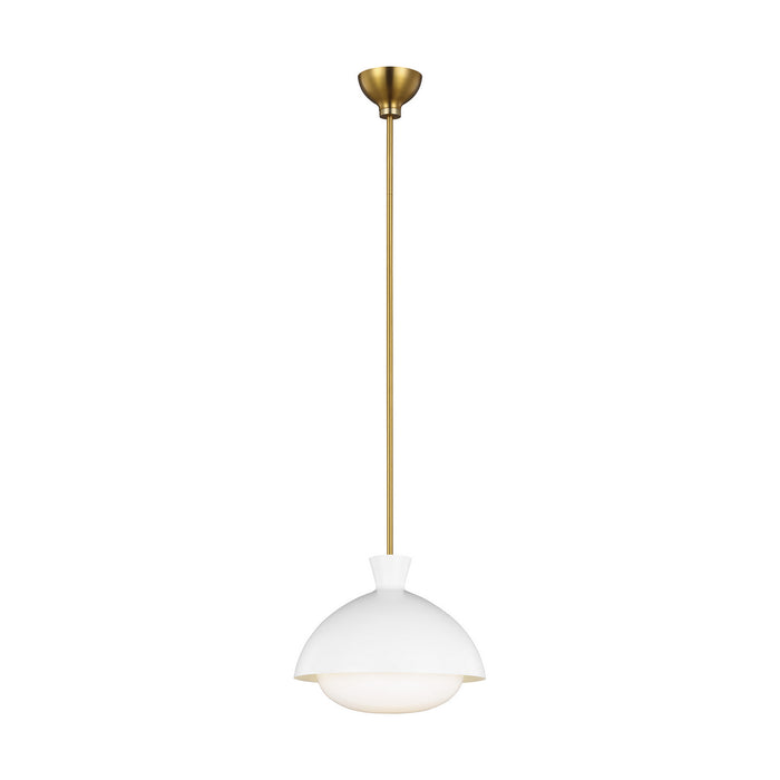 Visual Comfort Studio AEP1031BBSMWT One Light Pendant, Matte White and Burnished Brass