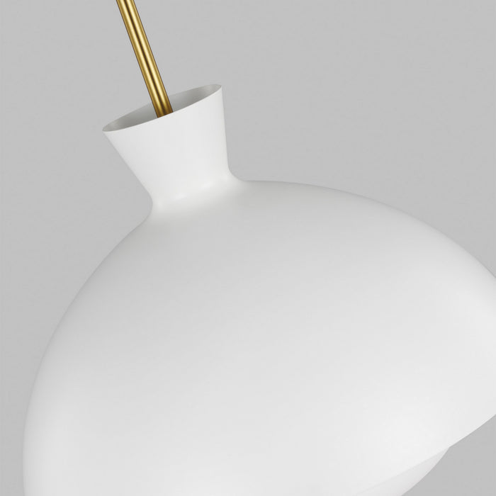 Visual Comfort Studio AEP1031BBSMWT One Light Pendant, Matte White and Burnished Brass