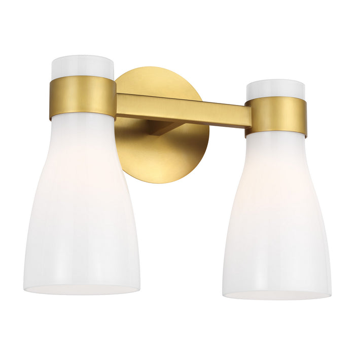 Visual Comfort Studio AEV1002BBSMG Two Light Vanity, Burnished Brass with Milk White Glass