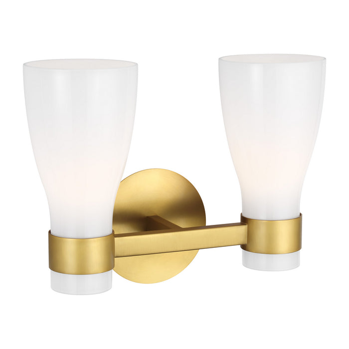 Visual Comfort Studio AEV1002BBSMG Two Light Vanity, Burnished Brass with Milk White Glass