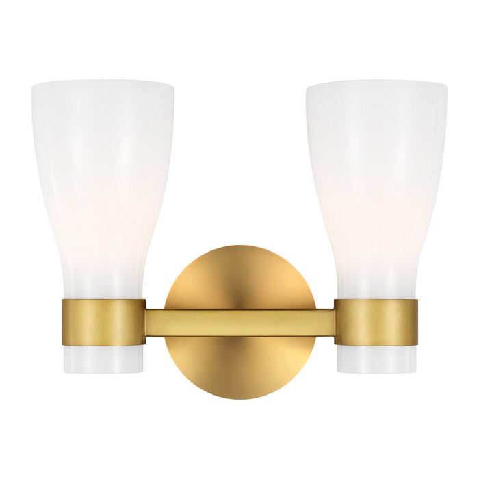 Visual Comfort Studio AEV1002BBSMG Two Light Vanity, Burnished Brass with Milk White Glass