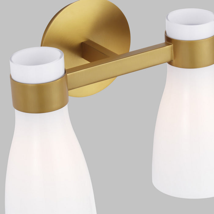 Visual Comfort Studio AEV1002BBSMG Two Light Vanity, Burnished Brass with Milk White Glass