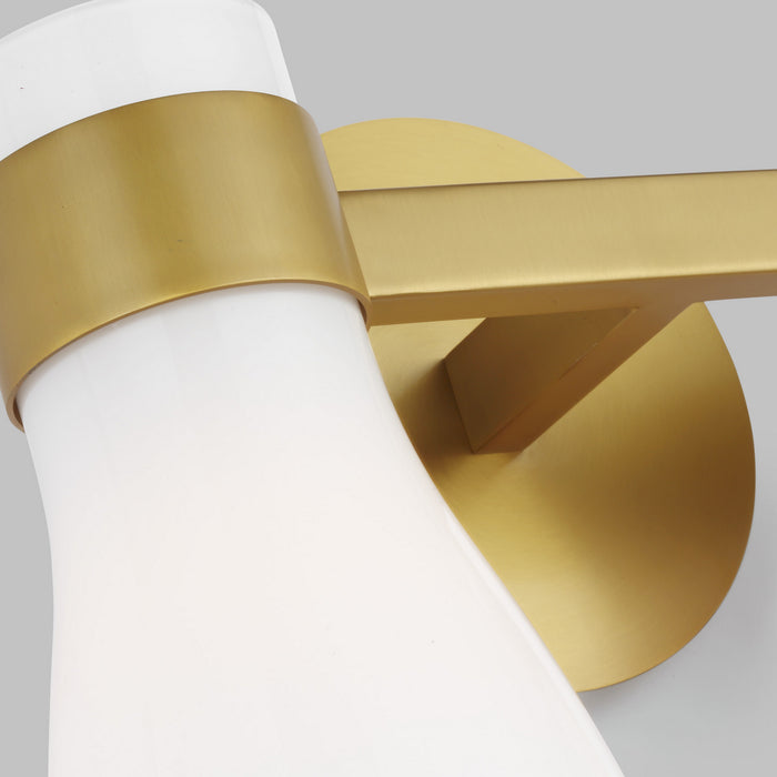 Visual Comfort Studio AEV1002BBSMG Two Light Vanity, Burnished Brass with Milk White Glass