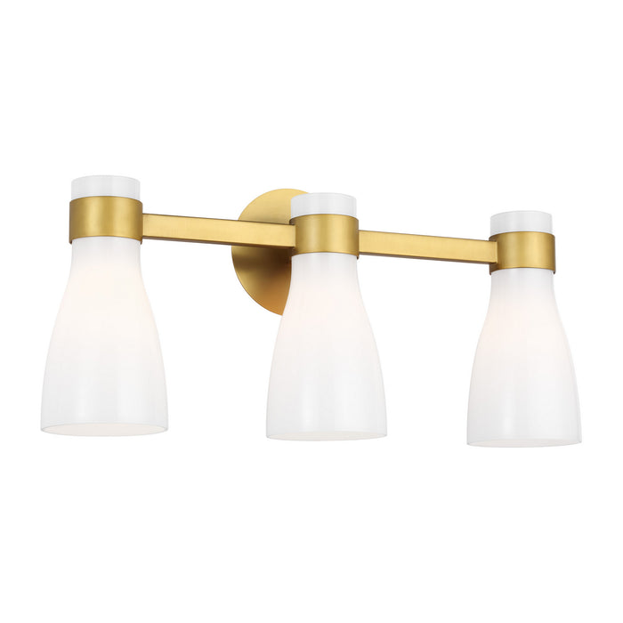 Visual Comfort Studio AEV1003BBSMG Three Light Vanity, Burnished Brass with Milk White Glass