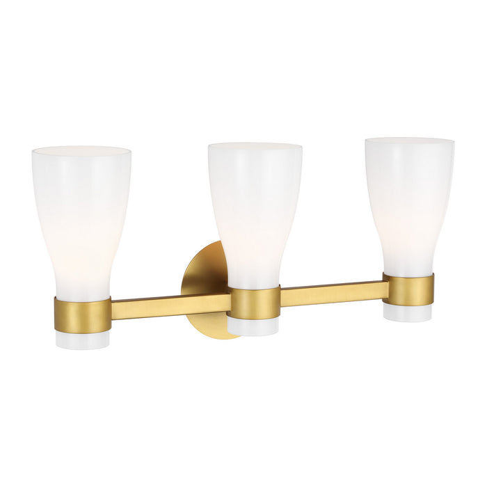 Visual Comfort Studio AEV1003BBSMG Three Light Vanity, Burnished Brass with Milk White Glass