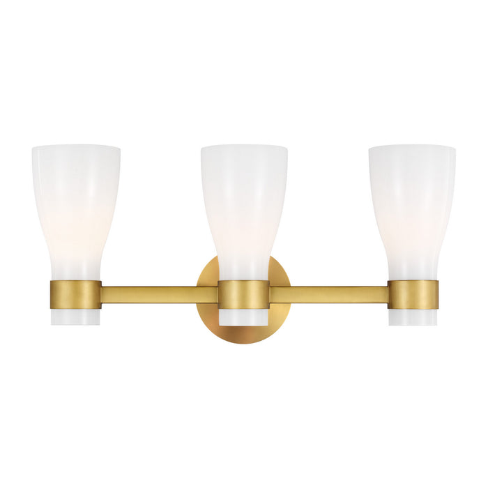 Visual Comfort Studio AEV1003BBSMG Three Light Vanity, Burnished Brass with Milk White Glass
