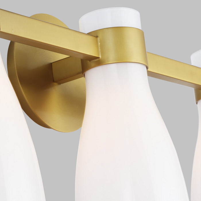 Visual Comfort Studio AEV1003BBSMG Three Light Vanity, Burnished Brass with Milk White Glass