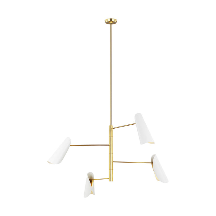 Visual Comfort Studio AEC1024BBSMWT Four Light Chandelier, Matte White and Burnished Brass
