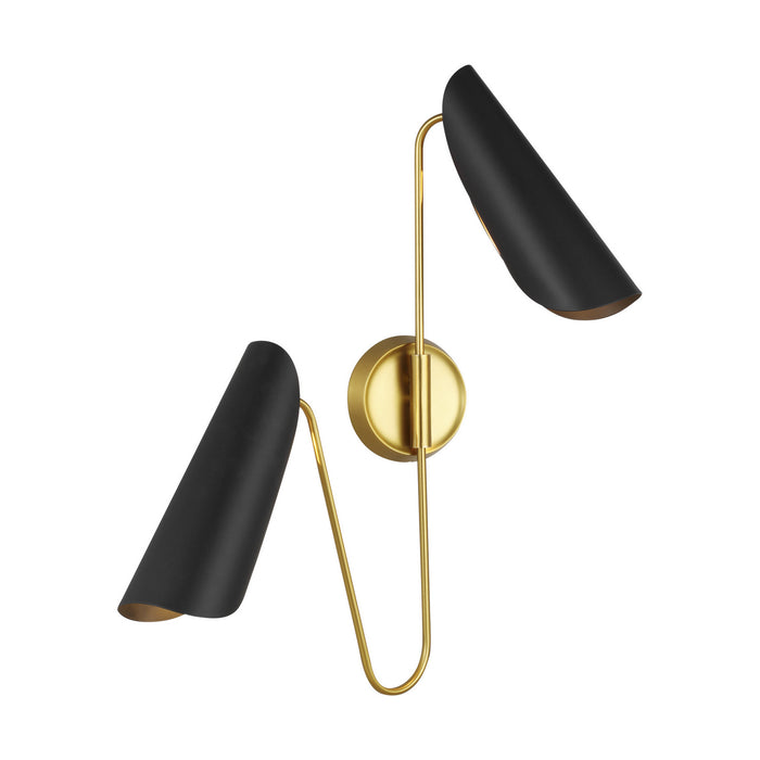 Visual Comfort Studio AEW1002BBSMBK Two Light Wall Sconce, Midnight Black and Burnished Brass