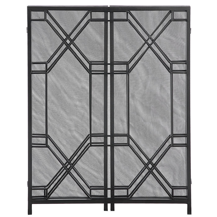 Uttermost 17982 Fireplace Screen, Satin Black