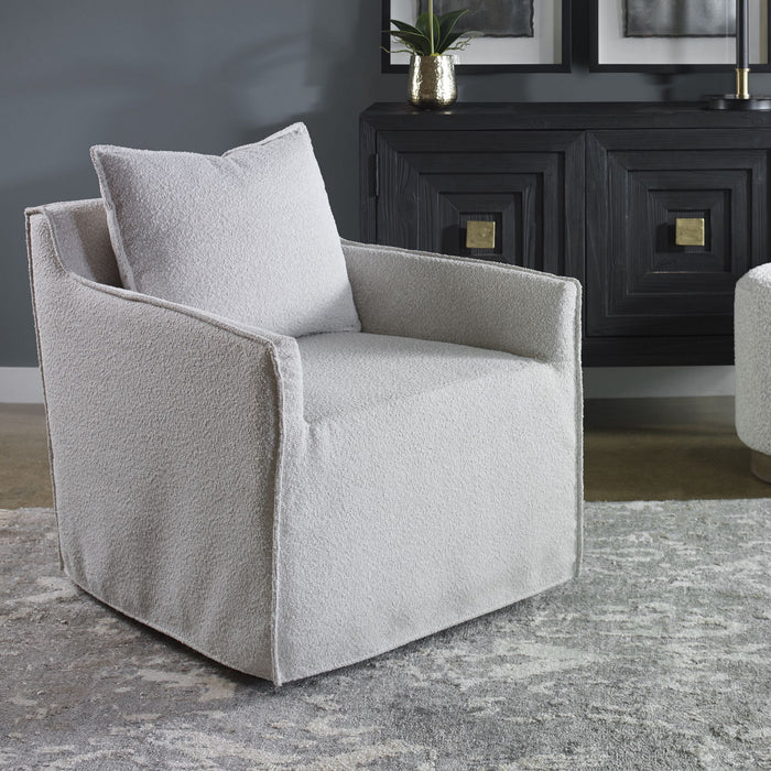 Uttermost 23658 Swivel Chair, Natural Ceruse