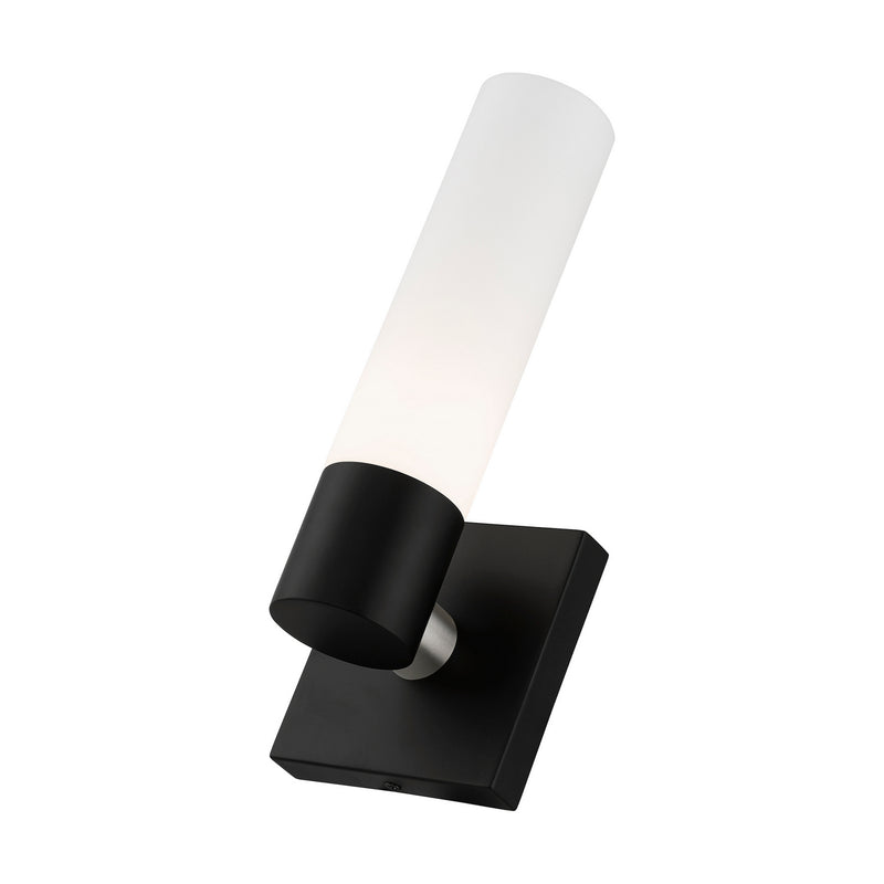 Livex Lighting 10101-04 One Light Wall Sconce, Black w/ Brushed Nickel