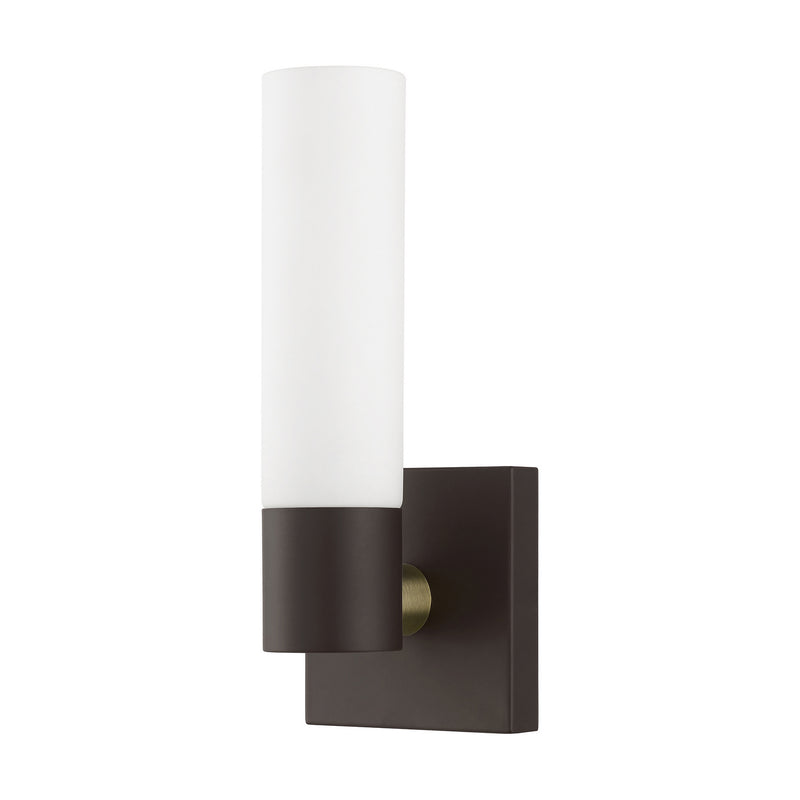 Livex Lighting 10101-07 One Light Wall Sconce, Bronze w/ Antique Brass