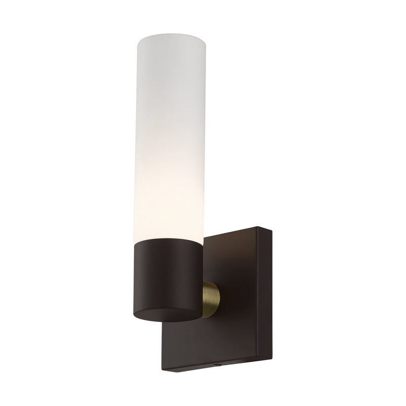 Livex Lighting 10101-07 One Light Wall Sconce, Bronze w/ Antique Brass