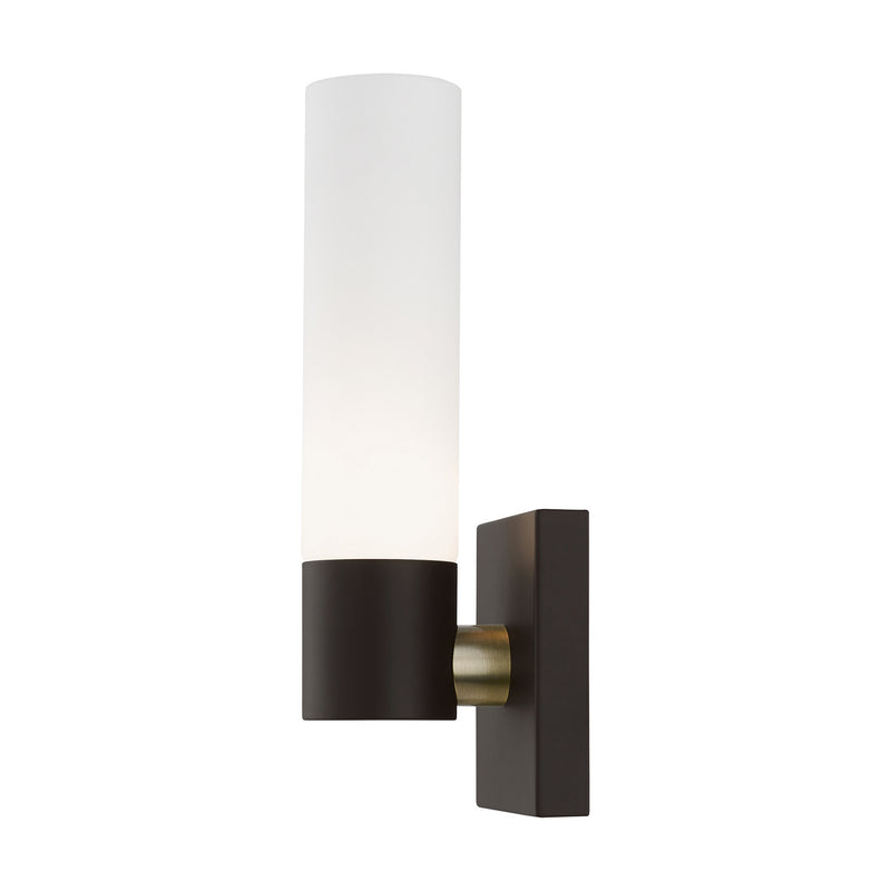 Livex Lighting 10101-07 One Light Wall Sconce, Bronze w/ Antique Brass