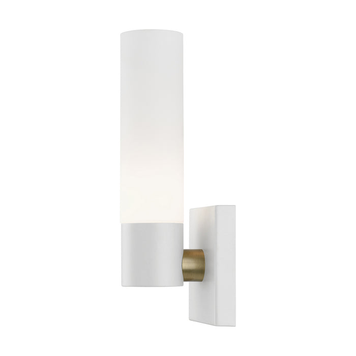 Livex Lighting 10101-13 One Light Wall Sconce, Textured White w/ Antique Brass
